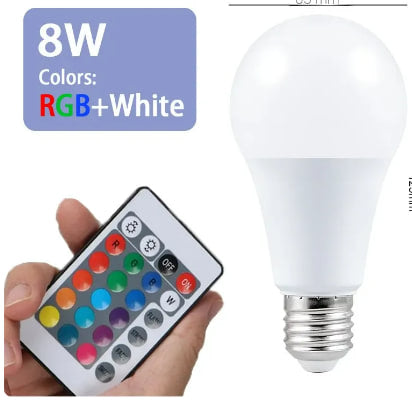 16 Colors RGB Bulb LED Multicolor Bulb E27 Base 220V Household Lighting Dimmable 24 Key Remote Control Atmosphere Neon Light