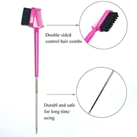 3 in1 Edge Brush Double Sided eyebrow edge Control Hair Comb lay edges design