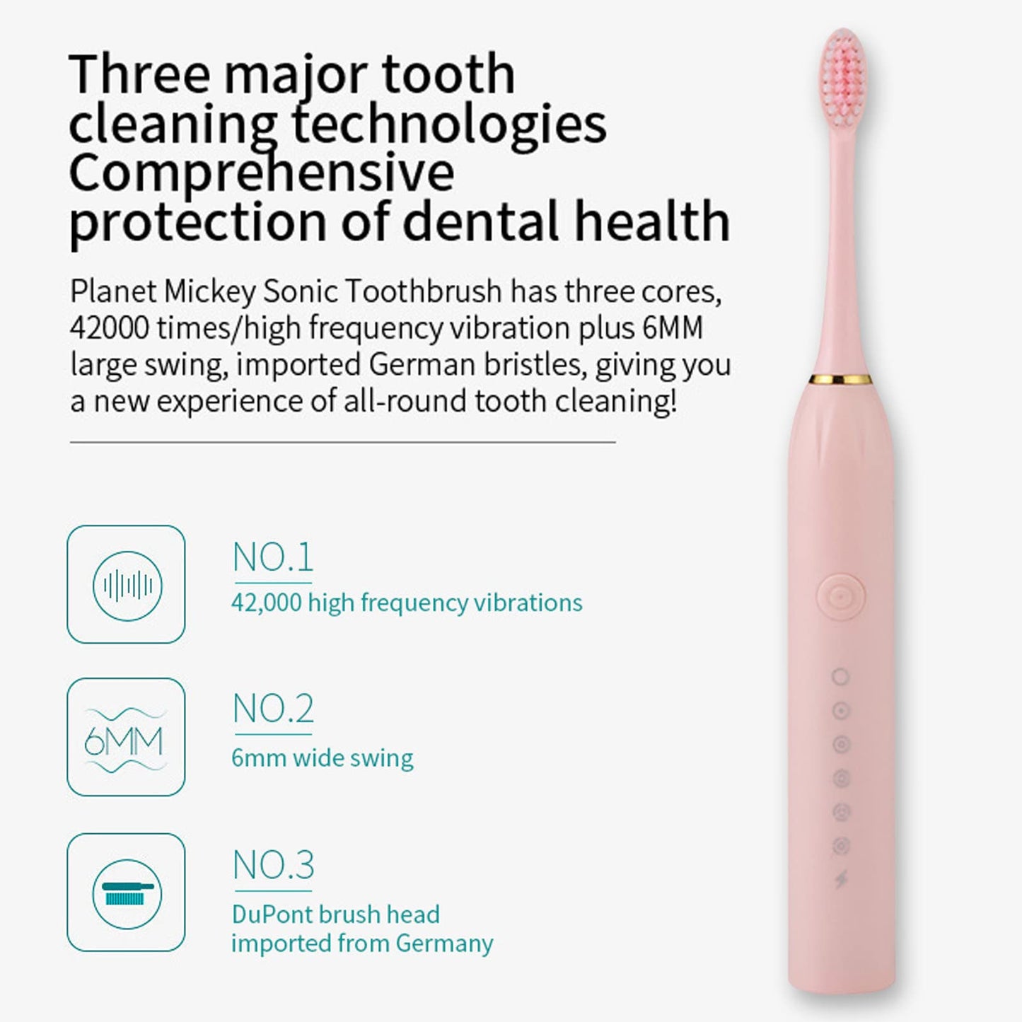 PAFEL X-3 Electric Toothbrush USB Charging Intelligent Timed Reminder With 6 Cleaning Modes IPX7 Waterproof Powerful Cleaning Electric toothbrushes
