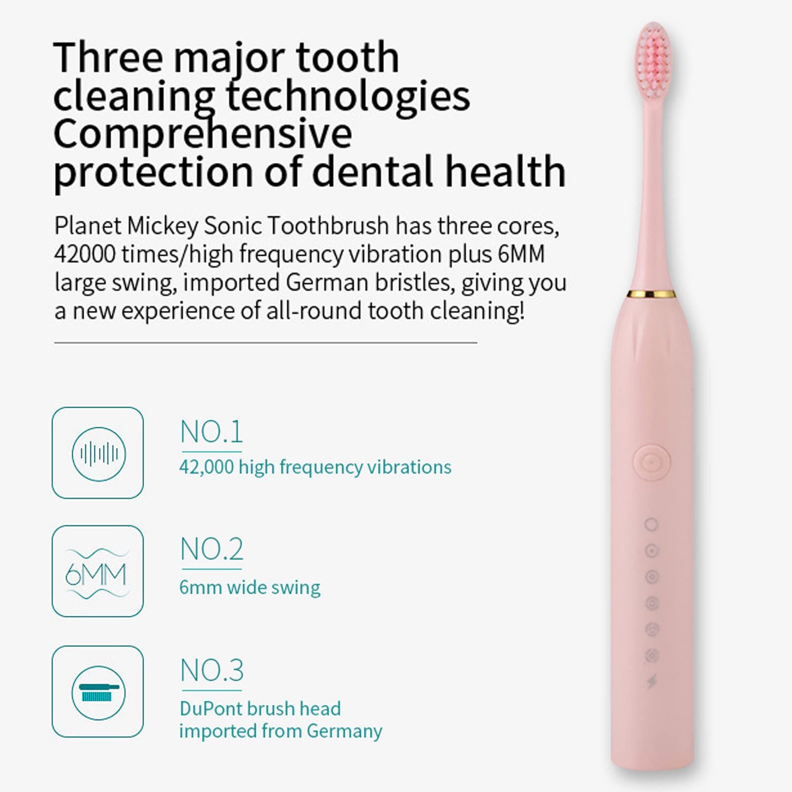 PAFEL X-3 Electric Toothbrush USB Charging Intelligent Timed Reminder With 6 Cleaning Modes IPX7 Waterproof Powerful Cleaning Electric toothbrushes
