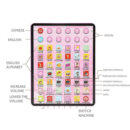 Kids Early Learning Education Touch Screen Mini iPad Learning Tablet Chinese English Machine Electronic Touch Pad Funny Interactive Learning Study Toy Laptop Kids Educational Toys Gift For Boys Girls