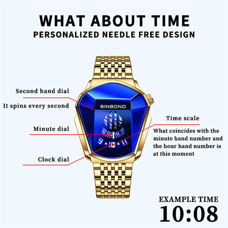 BINBOND Men Watches Top Brand Men's Watches Fashion Personality Large Dial Quartz Business Watches Style Locomotive Concept Watch Aggressive Technology Male Wrist Watch