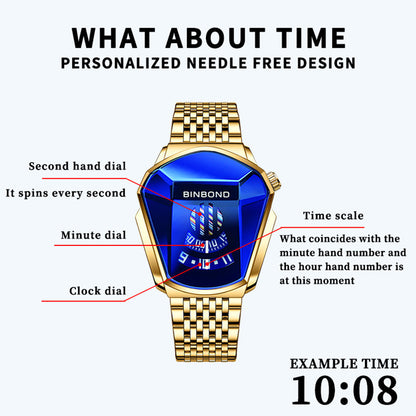 BINBOND Men Watches Top Brand Men's Watches Fashion Personality Large Dial Quartz Business Watches Style Locomotive Concept Watch Aggressive Technology Male Wrist Watch