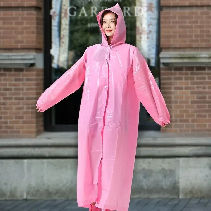 Non-disposable Thickened Frosted Waterproof Adult Men Women Children Integrated Semi-transparent Hiking Raincoat