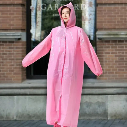 Non-disposable Thickened Frosted Waterproof Adult Men Women Children Integrated Semi-transparent Hiking Raincoat