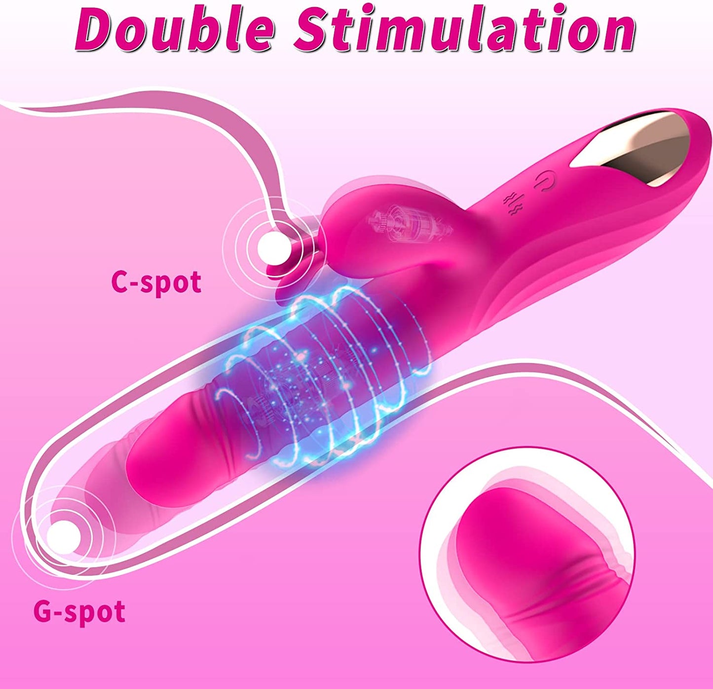 HW Silicone rabbit double shock 7 Thrusting & 10 Vibration Patter G-spot vibration orgasm massage stick female fun masturbation appliances adult sex products