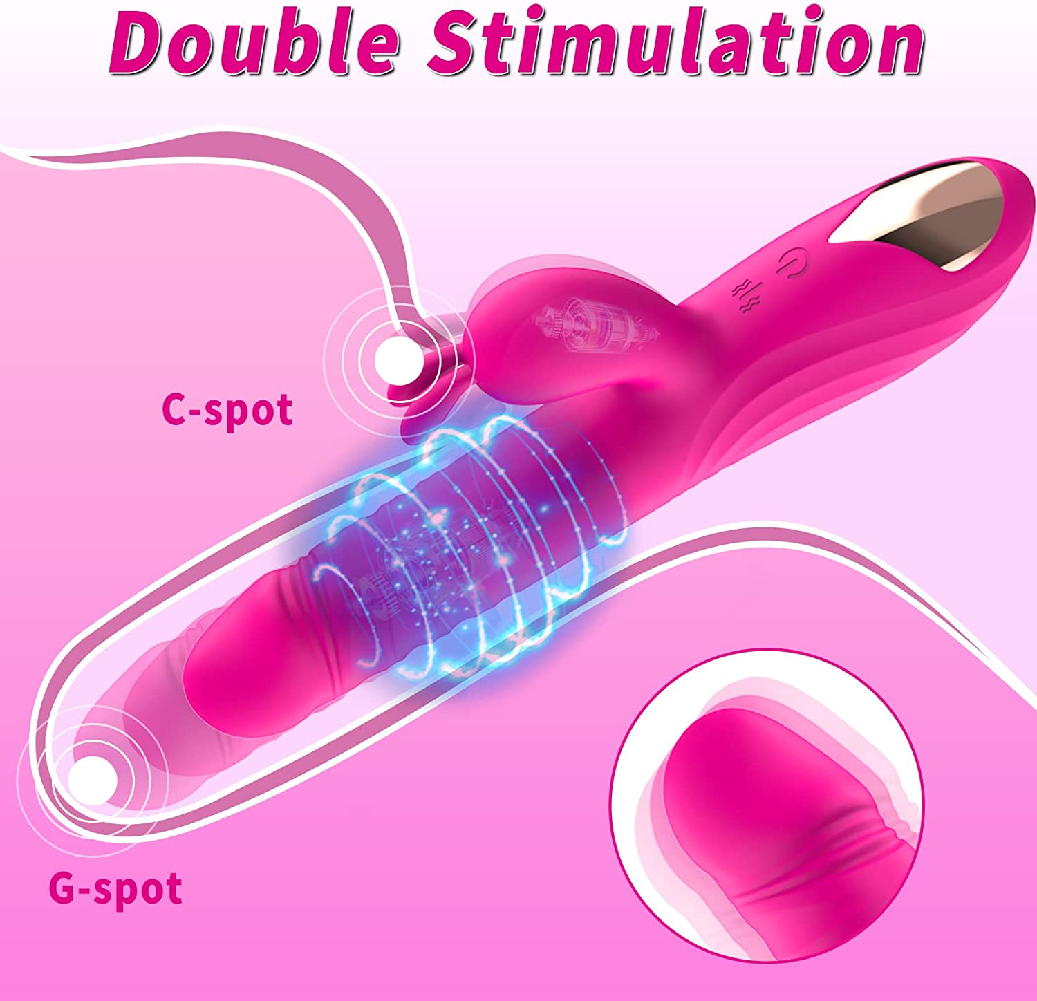 HW Silicone rabbit double shock 7 Thrusting & 10 Vibration Patter G-spot vibration orgasm massage stick female fun masturbation appliances adult sex products