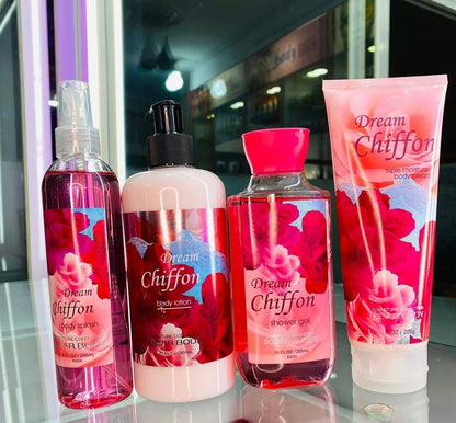 4 Pack Dear Body Dream Chiffon - Body Lotion, Shower Gel ,Body Splash & Cream Sweet Fresh Scent Keep Fresh Body Lotion Shower Gel Body Washes Body Washes 4 Pack Signature Collection Body Luxuries