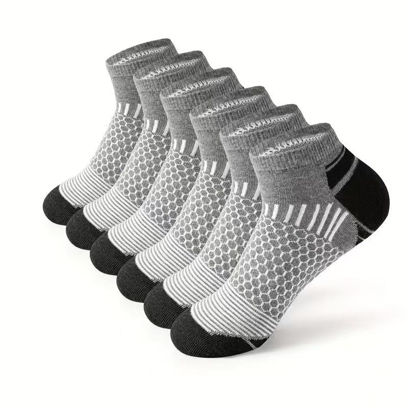 6 Pack Men's Ankle Socks, Cushion Running Athletic Socks, Breathable Sports Low Cut Socks