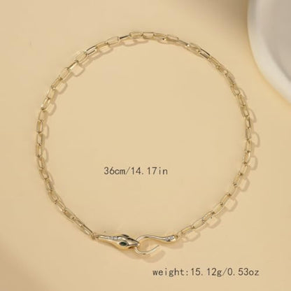 UPHUI Ladies' Golden Snake Necklace Silver Snake Pendant Necklace Layered Serpentine Necklace Square Crystal Haoshi Ladies' Serpentine Gold Necklace Fashion Necklace Exquisite Snake Jewelry