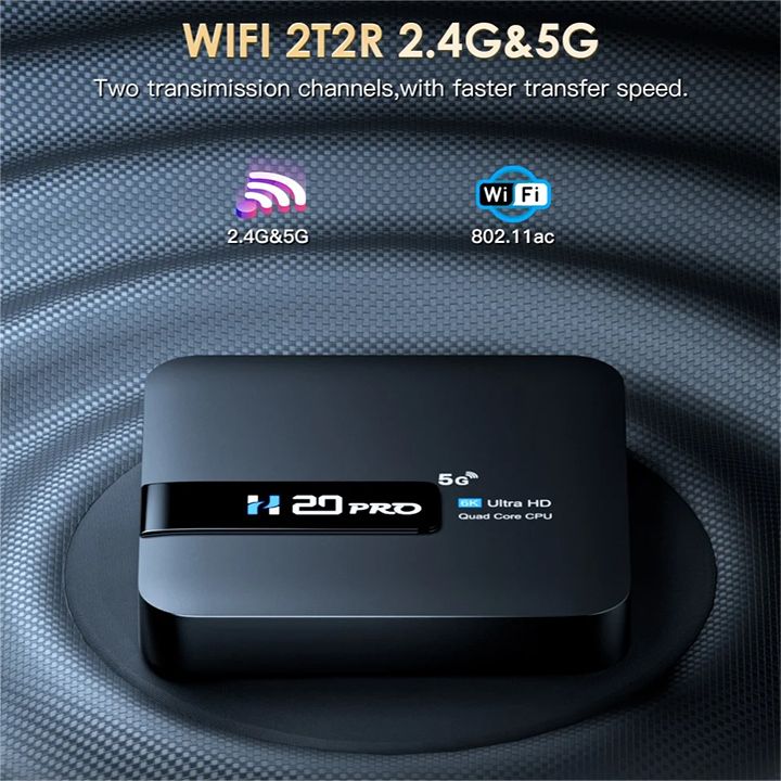 H20PRO Smart TV Box Android 10.0 TV BOX Allwinner H618 Dual Wifi Quad Core 1080P Video TV BOX 2GB 16GB 2.4&5G 4K HD Voice Assistant Media player Android Play Store Very Fast 1080P Set top box