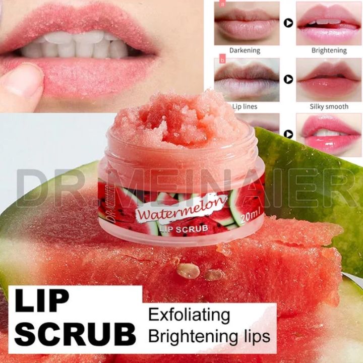 Dr. Meinaier Sugar Lip Scrub Ultra Hydrating Exfoliating Dry Chapped Lips Scrubber Lip Moisturizer - Grape Rose Blueberry Turmeric Coconut Coffee Cherry Lemon Honey Green Tea Flavors