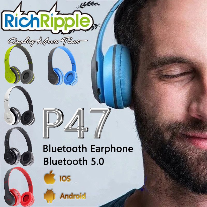 RichRipple P47 Wireless Stereo Bass Bluetooth Headphone Sports Foldable Headset With TF Micro for IOS/Android