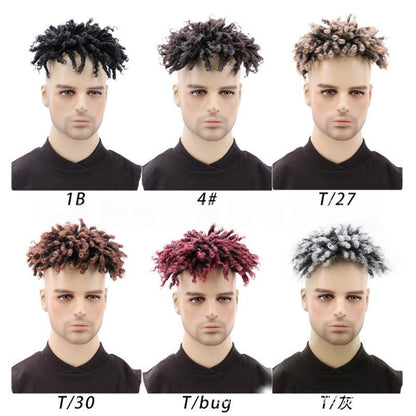 Synthetic Fiber Short Dreadlocks Toupee for Low-Maintenance Styles | Reggae Braid Top & Natural Edge Design (Black, 3-Inch, Quick Install, Lightweight, Secure Fit)