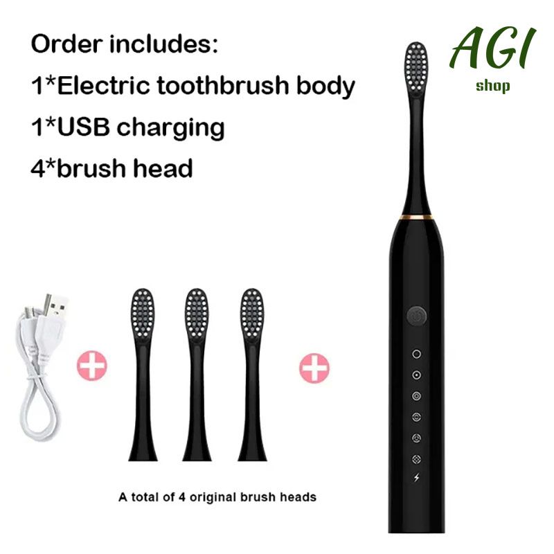 Electric Toothbrush With 4 Brush Heads Smart Timing Tooth Brush USB Rechargeable Teeth Clean Whitening Sonic Toothbrush With Replacement Head