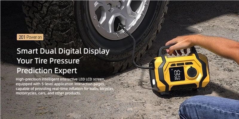 8000mAh Smart Car Jump Starter & High-Pressure Tire Inflator, 3-in-1 Jump Start + Inflation + Power Bank, Wireless Inflation Supported