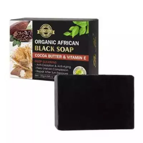 Pei Mei Organic African Black Soap With Cocoa Butter & Vitamin E - 120g