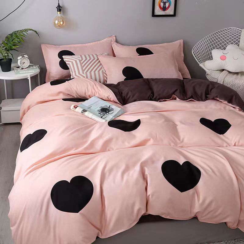 Heart Printing 4in1 Bedding sets & accessories Duvet Cover （1 quilt cover +1 bed sheet +2 Pillowcase ）without duvet And Pillow insert