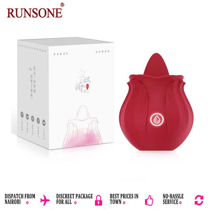 Rose Tongue Licking Vibrator Sex Toy Clitoral Sucker Clit Nipples Anal Stimulator Compact Adult Foreplay Solo Play Game Masturbation Gift for Women Ladies Couples