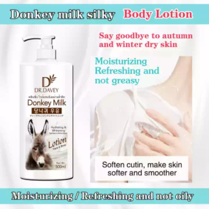 Dr. Davey Donkey Milk Face & Body Lotion Hydrating & Whitening, 500ml