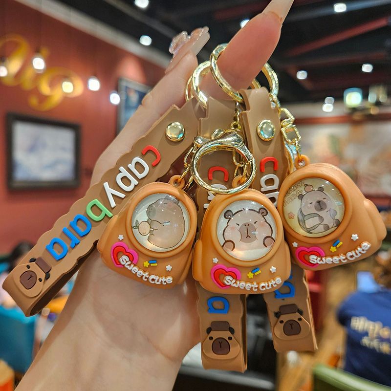 Cartoon Capybara Luminous Schoolbag Night Light Keychain Creative Cute Capybara Keychain Small Gift