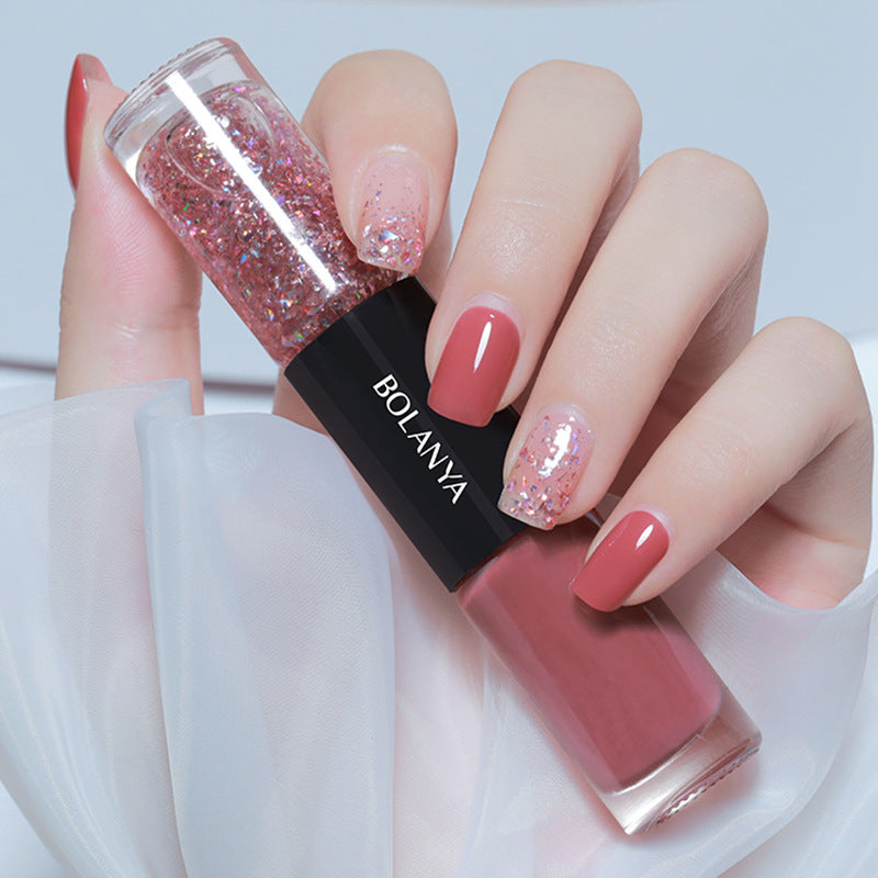 Two Color Set Regular Nail Polish Free Baking Lasting Quick Dry Nail Varnishes Sequins Lacquer for Manicure Nail Art Polish