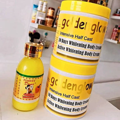 Goldenglow Intensive Half Cast 10days Whitening Body Cream 500ml Carrot Oil, Alpha Arbutin,Glutathione,Tumeric Moisturizing Cream Antioxidant Turmeric Golden Glow Vitamin C Cream 500ml