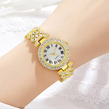 5-piece set fashion Roman diamond inlaid women's watch women's watch quartz watch bracelet