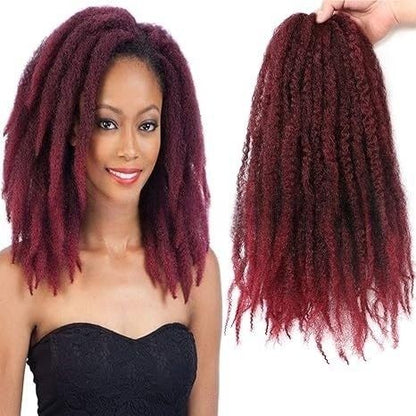 Synthetic Fiber Kinky Afro Braids for African Women | Explosive Volume Protective Twist with Caterpillar Texture (Black, 18 Inch, Quick Install, Heat Resistant)