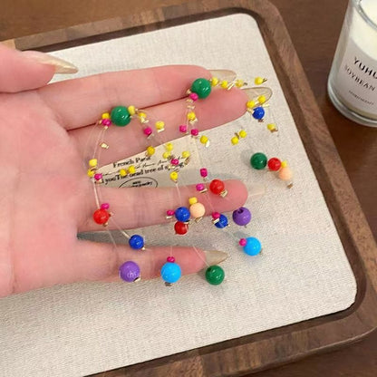 New Dopamine Colored Beaded Earrings with Personalized and Versatile Earrings, Non collision Style, Fun Ear Clips, Ear Accessories for Women (This style has ear clips)