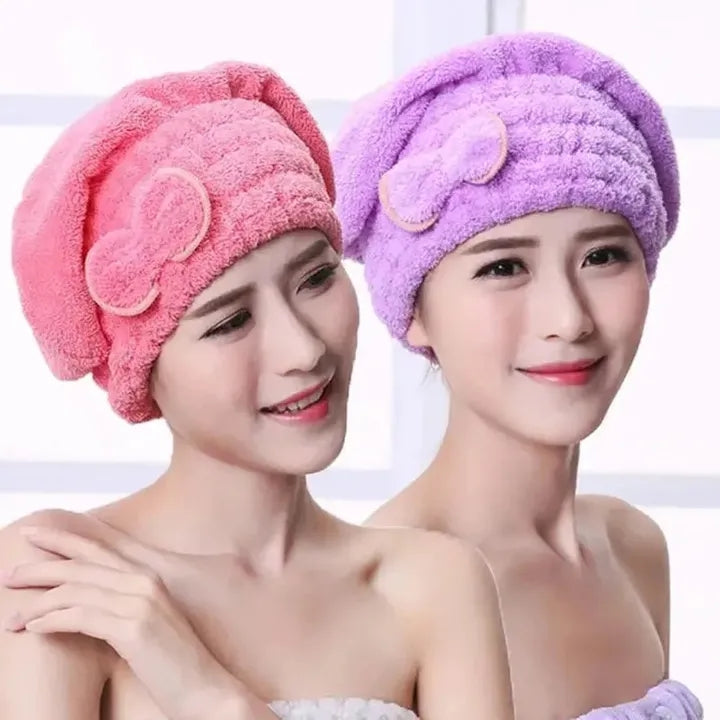 Shower Cap Women Hair Cap Microfibre Quick Hair Drying Bath Spa Bowknot Cap Wrap Towel Hat For Bath Bathroom Accessories