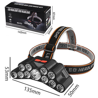 Rechargeable Headlamp, 11 LED High Lumen Bright Headlamp USB Headlight, Head Lamps for Outdoor Running Hunting Hiking Camping Gear