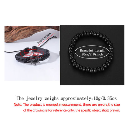 3Pcs Set Men's Watch Sports Watch Men's Business Quartz Watch Luxury Men's Leather Black Strap Watch Bracelet Set Quartz Watch For Daily Wear