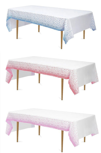 54" x 108"/137cm x 274cm PEVA Tablecloths for Rectangle Tables Disposable Table Cloths Covers Gold Dot Confetti Parties Wedding Bridal Shower