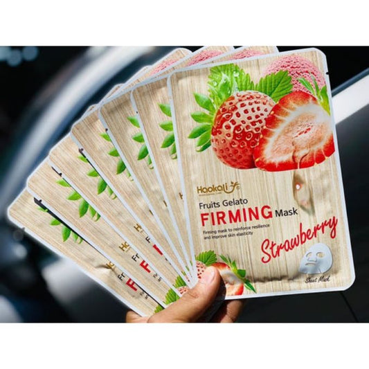 10Pcs Haokali Strawberry Facial Mask Sheet Fruits Gelato Firming Face Mask Face Skin Care