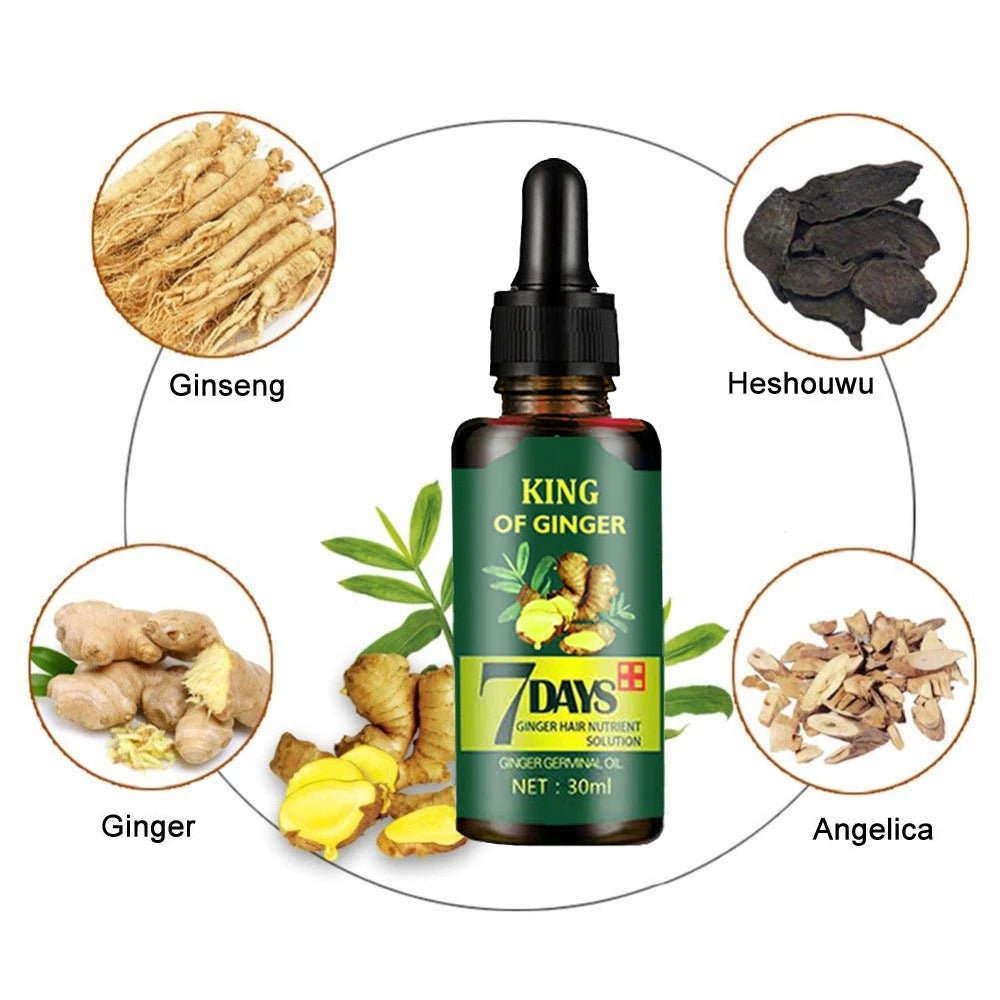 30MLGinger Hair Growth Serum Essence Liquid Prevent Hair Loss Repair Damaged Hair Natural Hair Care Ginger Germinal Oil