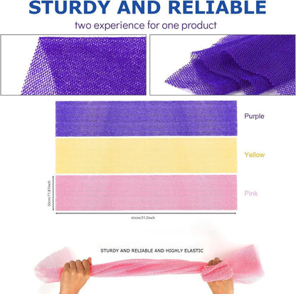 3 Pieces African exfoliating net African Net Long Net Bath Sponge Exfoliating Shower Body Scrubber Back Scrubber Skin Smoother,Great for Daily Use