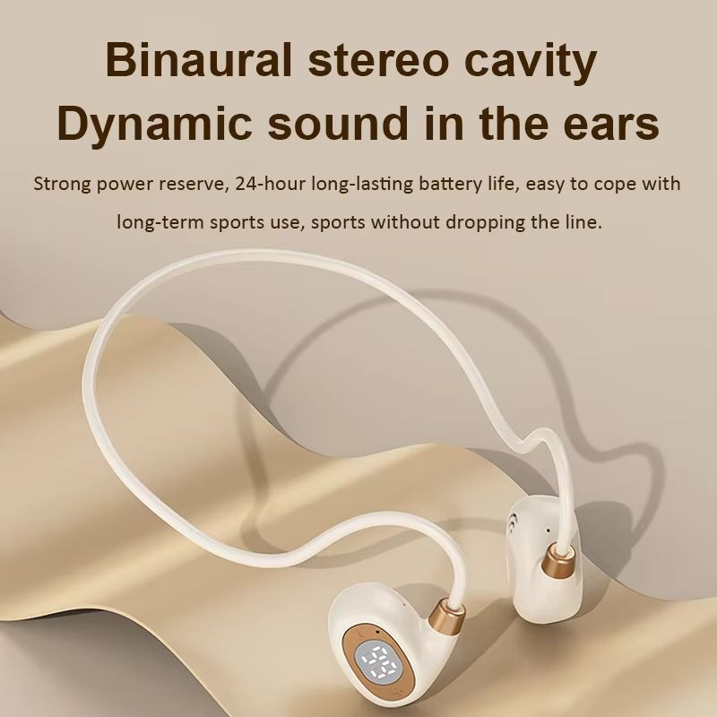 Bluetooth Headphones Wireless Headphones Air-Conduction LED Display Headsets HiFi Stereo Sports Earphones Earbuds with Mic