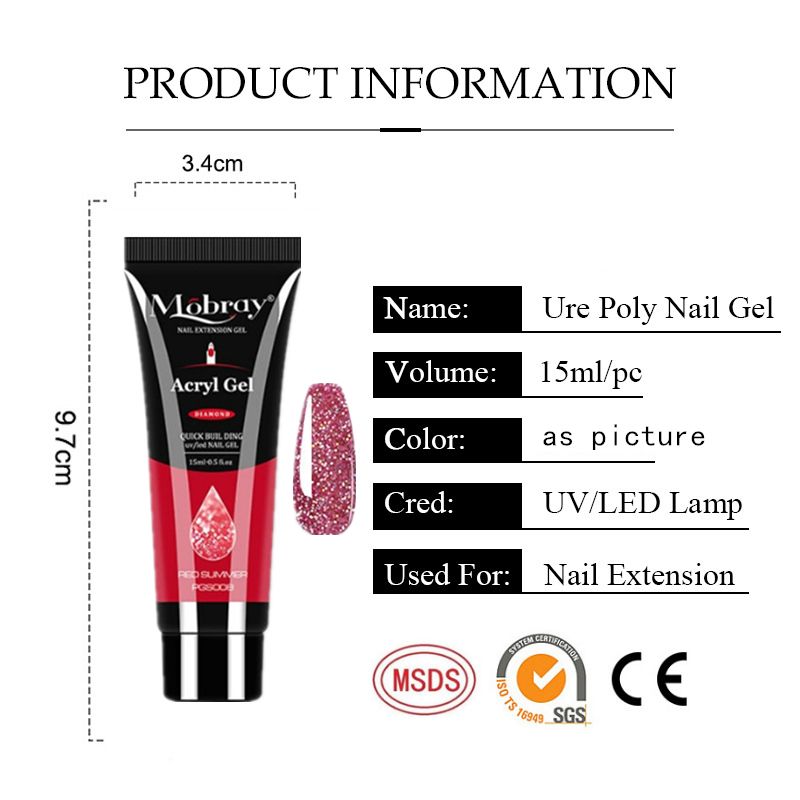 8Pcs Nail Extension Professional Full Poly UV Gel Manicure Kit 6W Nail Lamp Nail Plate