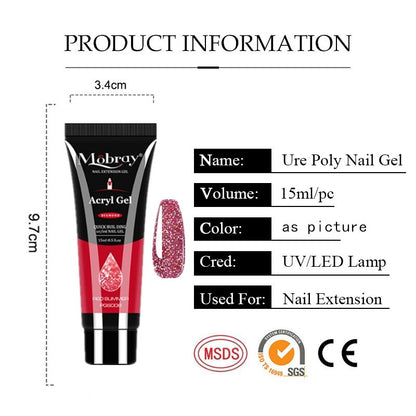 8Pcs Nail Extension Professional Full Poly UV Gel Manicure Kit 6W Nail Lamp Nail Plate