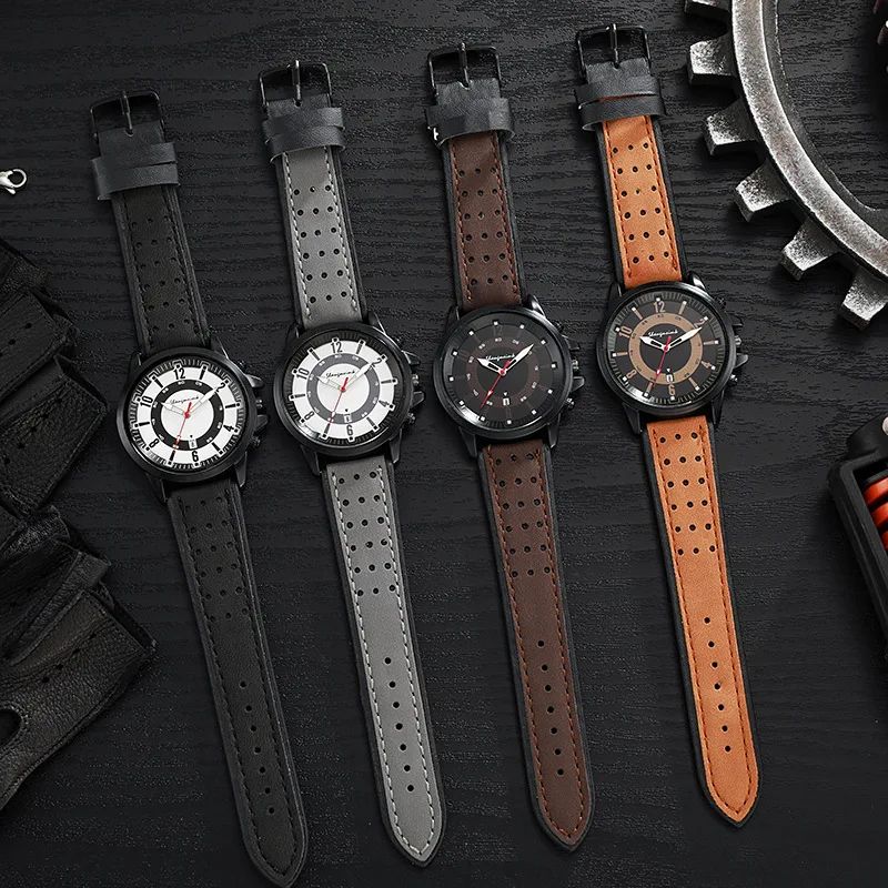 New Men Quartz Watch Casual Fashion Men Watch Big Sport Wrist Watches Leather Strap Watch Men Army Military Quartz Watch For Male Clock
