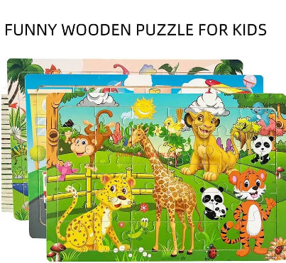 Logic Thinking Intellectual Wooden Game Puzzle Jigsaw Animal Vehicle Cartoon Early Educational Toys For Kids Children Gift