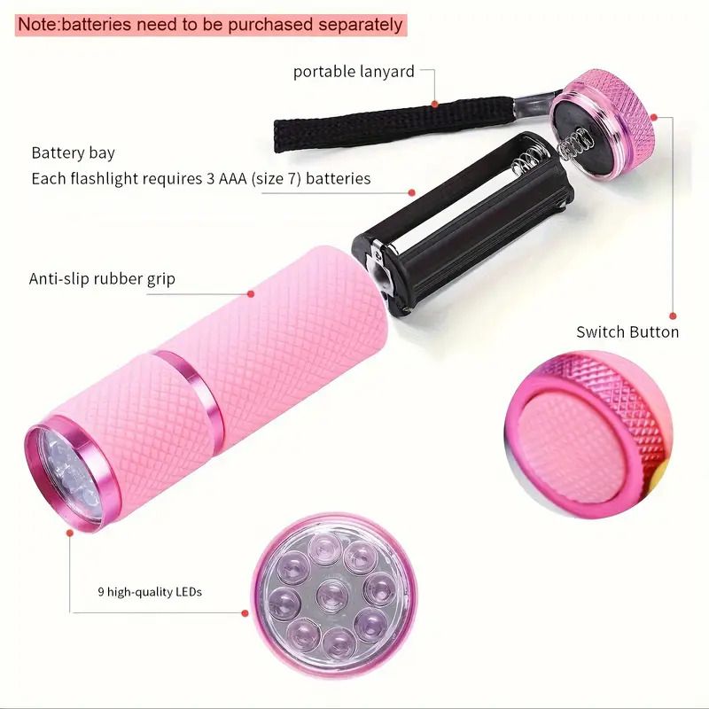 Portable Mini Flashlight Nail Lamp with 9 Lamp Beads for Quick-Drying Nail Polish Gel and Phototherapy