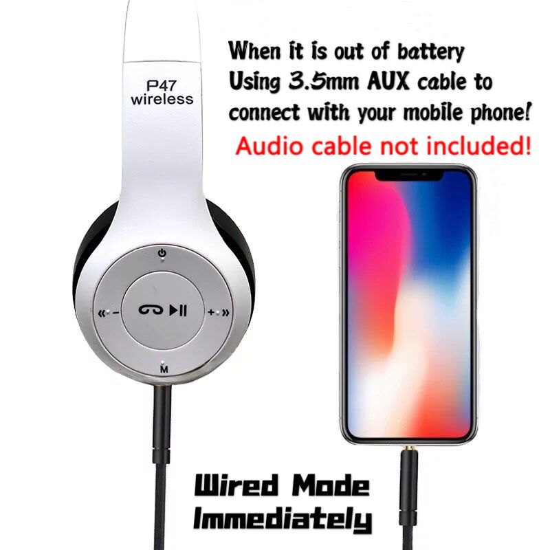 RichRipple P47 Wireless Stereo Bass Bluetooth Headphone Sports Foldable Headset With TF Micro for IOS/Android