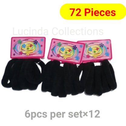 72Pcs Black Pony Tail Hair Bands / Hair Ties Elastic Holder Hair Band Styling Accessories