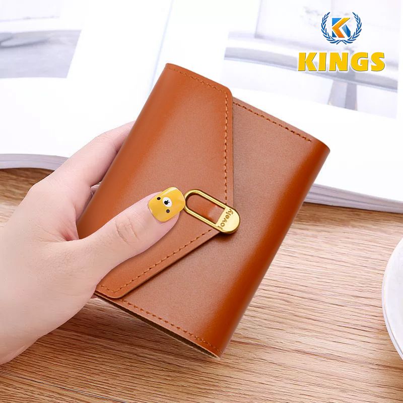 Women Short Wallet Ladies Coin Purse Tri-fold Wallet Card Case PU Synthetic Leather Wallet