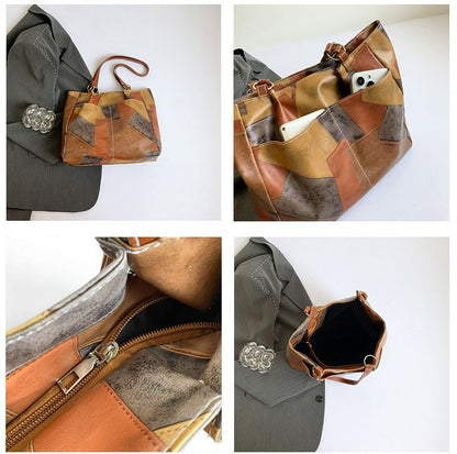 New Arrivals PU splicing Women's Bags Tote Bags handbags Trendy Shoulder Bag