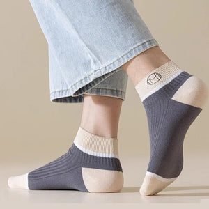 ASSKLO 5 Pairs Fashion 100% cotton socks Men's Socks Anti Odor Socks Men Short socks anti odor Ankle Socks Breathable Sweatproof Street Deodorant Invisible Women's socks unisex socks Classy Comfort