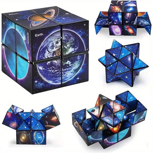 Magic Infinite Cosmic Cube Infinity Cube Fidget Toy Educational Star Cube Toy Changeable Cubes Fidget AntiStress Flip Cubic Puzzle Toys for Birthday Presents Gift