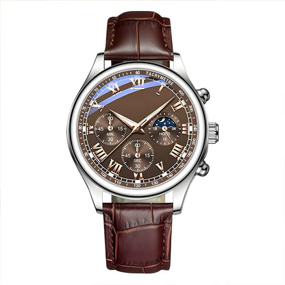 5PCS Men's Watch Set Men's Watch And 4PCS Bracelet Calendar Sports Business Quartz Steel Strip Watch Men's Sports Watch Men's Wrist Watch Three Eyelid Strap Watch Bracelet Set For Daily Wear